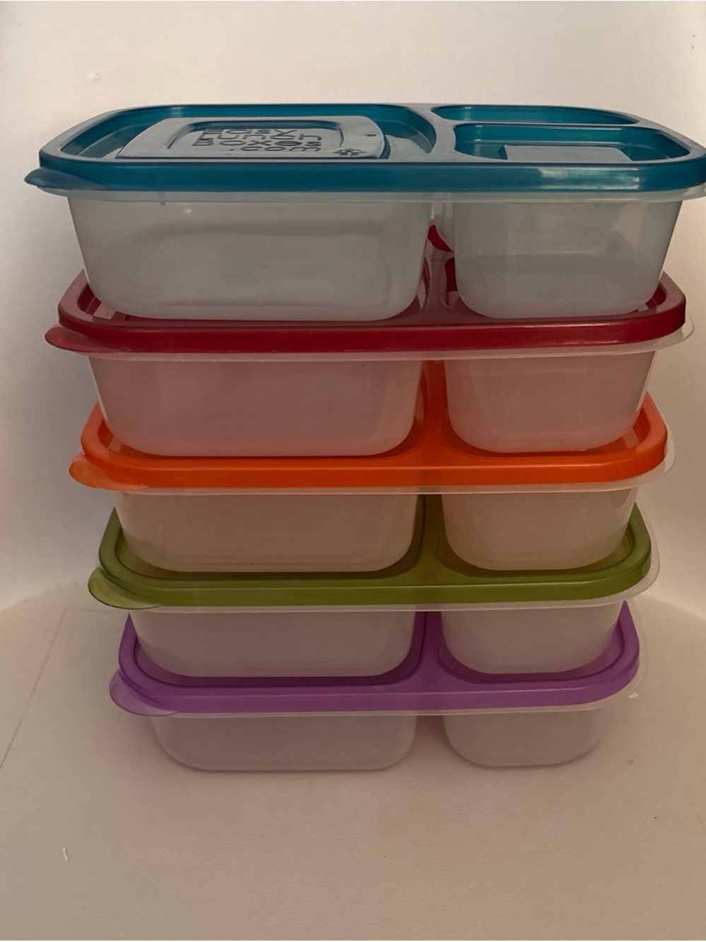 5-Pack Multi-Color Plastic Meal Prep Container Set with Snap Lids